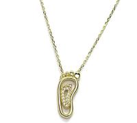 Never Say Never Collana doppia terra Oro 18 K per mamma | Ciondolo con zirconi e catena slabones | Gioielleria Fina Italiana | Regalo Madre Reén Nacido |, Zirconia cubica.