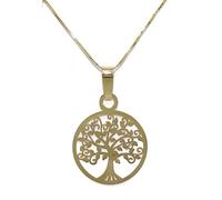 Never Say Never Collana in Oro Giallo 18 kt con Albero della Vita di 2,00 cm di diametro e Catena Veneziana di 45 cm. Chiusura a moschettone, Oro Giallo, Nessuna pietra preziosa