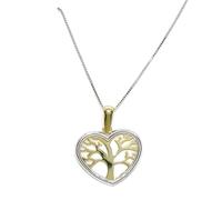 Never Say Never Collana in oro giallo 18k e oro bianco 18k a forma di cuore e albero della vita. Mamma speciale. Un regalo di cuore., cm, Oro, Non Applicabile