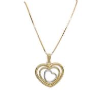 Never Say Never Collana in oro giallo 18k e oro bianco 18k a forma di triplo cuore. Un regalo con tutto il cuore., cm, Oro, Nessuna pietra preziosa