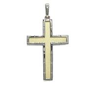 Never Say Never Croce in oro massiccio 18k per uomo o donna oro giallo opaco e oro bianco lucido. Peso: 2,50 g di oro 18 carati., cm, Oro giallo, Non applicabile.