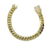 Never say Never Elegante bracciale da uomo in oro giallo 18k lungo 22.00 cm e largo 1.00 cm, modello cubano, con chiusura a cassettino. 22.80 gr di oro 18 carati, Oro, Zirconia cubica