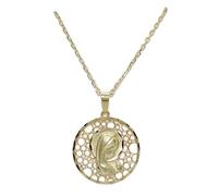 Never say Never Medaglia rotonda traforata in oro 18k con la Madonna Bambina di 20mm traforata e catena forzata di 45cm tutto oro 18k speciale comunione e donna., cm, Oro, Non Applicabile