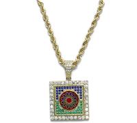 Never Say Never Parure in oro 18 carati con ciondolo a mosaico multicolore e cordino Salomonico, 60 cm, 15,45 g, oro giallo 18 carati