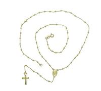 Never Say Never - Rosario in oro giallo 18 k da 45 cm di lunghezza con chiusura a fermaglio. Ideale per la comunione. Peso: 2,85 gr di oro 18 k