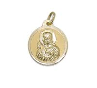Never Say Never Scapolare di 22 mm in oro giallo 18 kt con la Madonna del Carmen e il Sacro Cuore di Gesù opaco e lucido. Peso: 2,70 g di oro di 1ª Legge, Grande, Oro, Nessuna pietra preziosa
