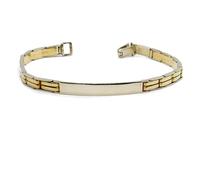 Never Say Never Splendido bracciale da uomo con placca in oro giallo e oro bianco massiccio da 18 carati di 5 mm di larghezza e 20 cm di lunghezza. 19,20 g di oro 18 carati.