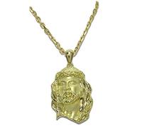 Never Say Never - Volto di Cristo in oro giallo 18 carati, con collana salomonica di 3 mm di larghezza, in oro giallo 18 k, da 60 cm di lunghezza Peso: 22,3 g di oro zecchino.