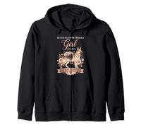 Never Stand Between A Girl And Her German Shepherd Floral Felpa con Cappuccio