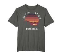 Never Stop Exploring Travel Campeggio Outdoor Retro Graphic Maglietta