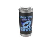 Never Teach A Fish To Dive Scuba Dive Diver Diving Bicchiere termico in acciaio inox doppia parete