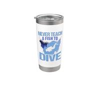 Never Teach A Fish To Dive Scuba Dive Diver Diving Bicchiere termico in acciaio inox doppia parete