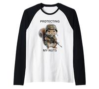 Never Touch My Nuts - Scoiattolo con Vestito Militare Maglia con Maniche Raglan