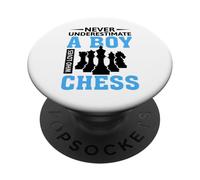 Never Underestimate A Boy Who Loves Chess PopSockets PopGrip Adesivo