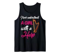 Never Underestimate A Girl Funny Arp Player Band Donne Canotta