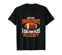 Never Underestimate A Girl Who Plays Rugby Sports Lover Maglietta
