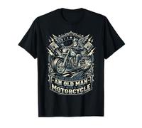 Never Underestimate an Old Man Biker Funny Mens Motorcycle Maglietta