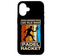 Never underestimate an old man divertente giocatore di padelball Custodia per iPhone 16