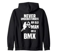 Never Underestimate an Old Man on a BMX Bicicletta in Salto Felpa con Cappuccio