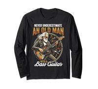 Never Underestimate an Old Man with A Bass Guitar Player Dad Maglia a Manica