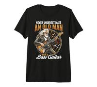 Never Underestimate an Old Man with A Bass Guitar Player Dad Maglietta Premium
