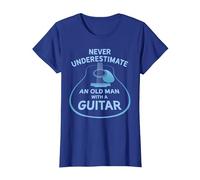 Never Underestimate An Old Man with A Guitar Maglietta, Donna, Blu Reale, XL