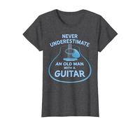 Never Underestimate An Old Man with A Guitar Maglietta, Donna, Grigio Scuro, S