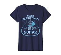 Never Underestimate An Old Man with A Guitar Maglietta, Donna, Navy, S