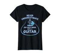 Never Underestimate An Old Man with A Guitar Maglietta, Donna, Nero, S