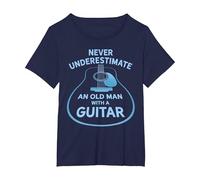 Never Underestimate An Old Man with A Guitar Maglietta, Donna Plus-Size, Navy, 5X