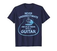 Never Underestimate An Old Man with A Guitar Maglietta, Uomo, Navy, 6XL