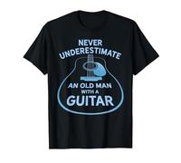 Never Underestimate An Old Man with A Guitar Maglietta, Uomo, Nero, 5XL