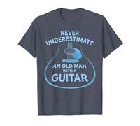 Never Underestimate An Old Man with A Guitar Maglietta, Uomo, Pervinca, S