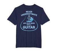 Never Underestimate An Old Man with A Guitar Maglietta, Uomo Taglie Grandi, Navy, 6X Tall