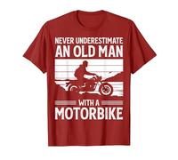 Never Underestimate An Old Man with A Motorbike Funny Biker Maglietta, Uomo, Mirtillo Rosso, S