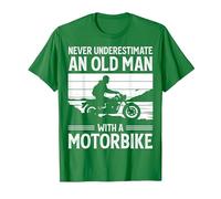 Never Underestimate An Old Man with A Motorbike Funny Biker Maglietta, Uomo, Verde Mela, S