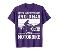 Never Underestimate An Old Man with A Motorbike Funny Biker Maglietta, Uomo, Viola, S