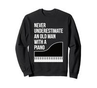 Never Underestimate An Old Man with A Piano T-Shirt per Uomo Felpa