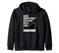 Never Underestimate An Old Man with A Piano T-Shirt per Uomo Felpa con Cappuccio