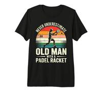 Never Underestimate an Old Man with a Racket Funny Padel Maglietta Premium