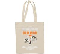 Never Underestimate an Old Man with an Engineering Degree - Borsa tote in cotone naturale, colore: Bianco