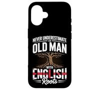 Never Underestimate An Old Man With English Roots Pride Custodia per iPhone 16