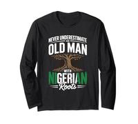 Never Underestimate An Old Man with Nigerian Roots Pride Maglia a Manica