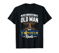 Never Underestimate An Old Man with Swedish Roots Pride Maglietta