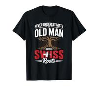 Never Underestimate An Old Man with Swiss Roots Pride Maglietta