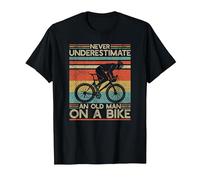 Never Underestimate And Old Man On a Bike Cycling | Cyclist Maglietta, Uomo, Nero, 5XL