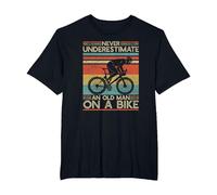 Never Underestimate And Old Man On a Bike Cycling | Cyclist Maglietta, Uomo Taglie Grandi, Nero, 5X Tall