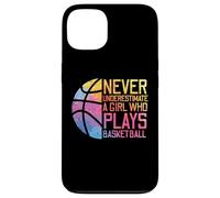 Never Underestimate Girl Plays Basketball Donne Ragazze Bambini Custodia per iPhone 13