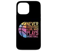 Never Underestimate Girl Plays Basketball Donne Ragazze Bambini Custodia per iPhone 13 Pro Max