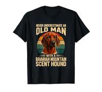 Never Underestimate Old Man Bavarese Mountain Hound Retro Maglietta
